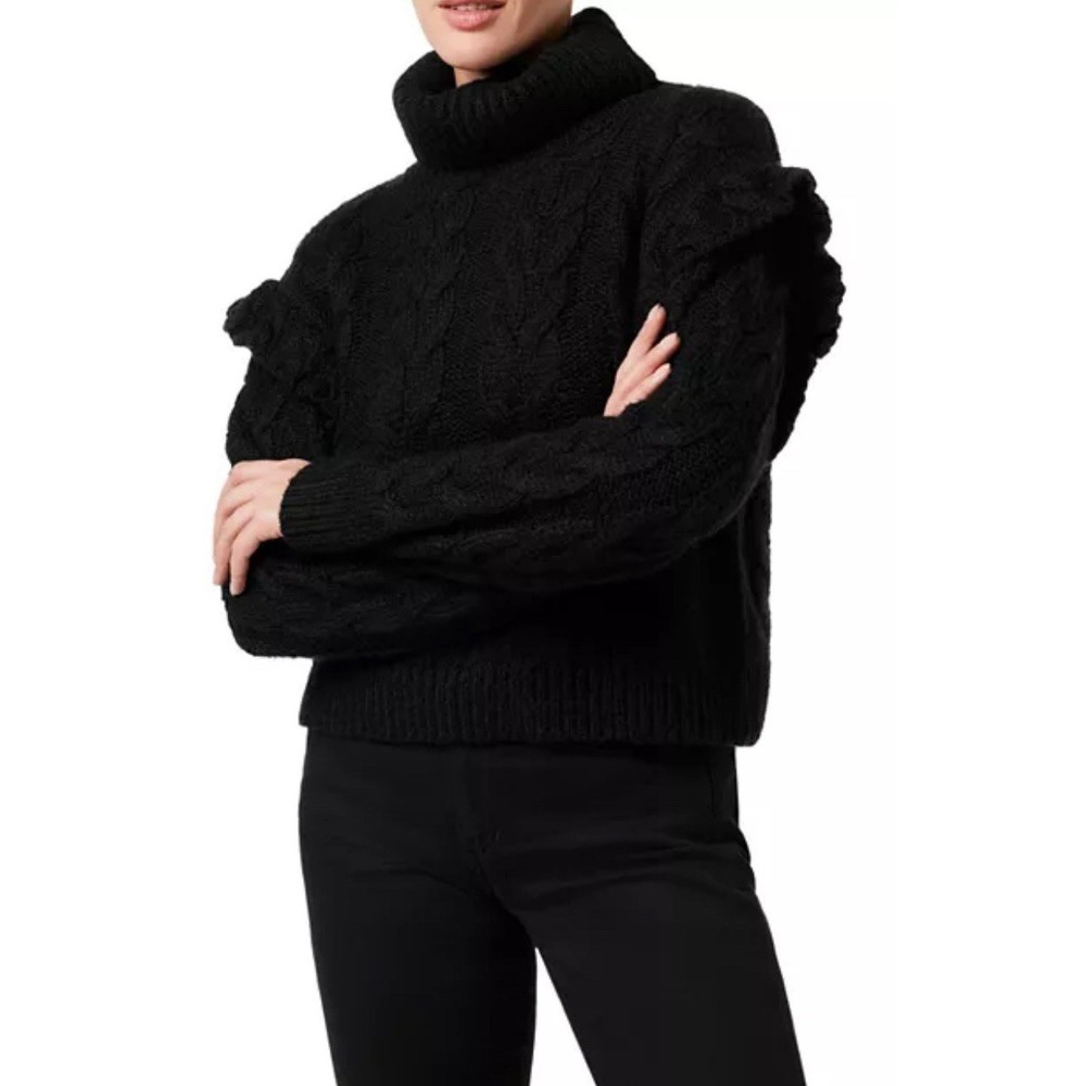 Joe's The Adeline Cable Stitch Turtleneck Sweater Size Large Black NEW Joes Joe